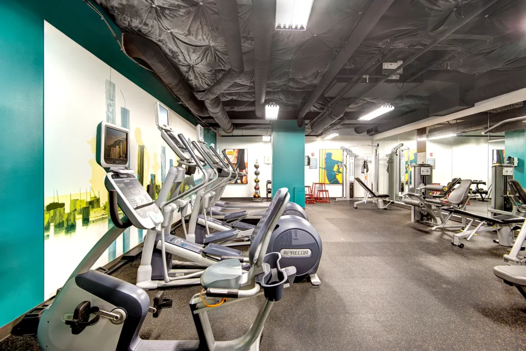 Fitness center with cardio machines at VUE25, nice apartments in Tacoma