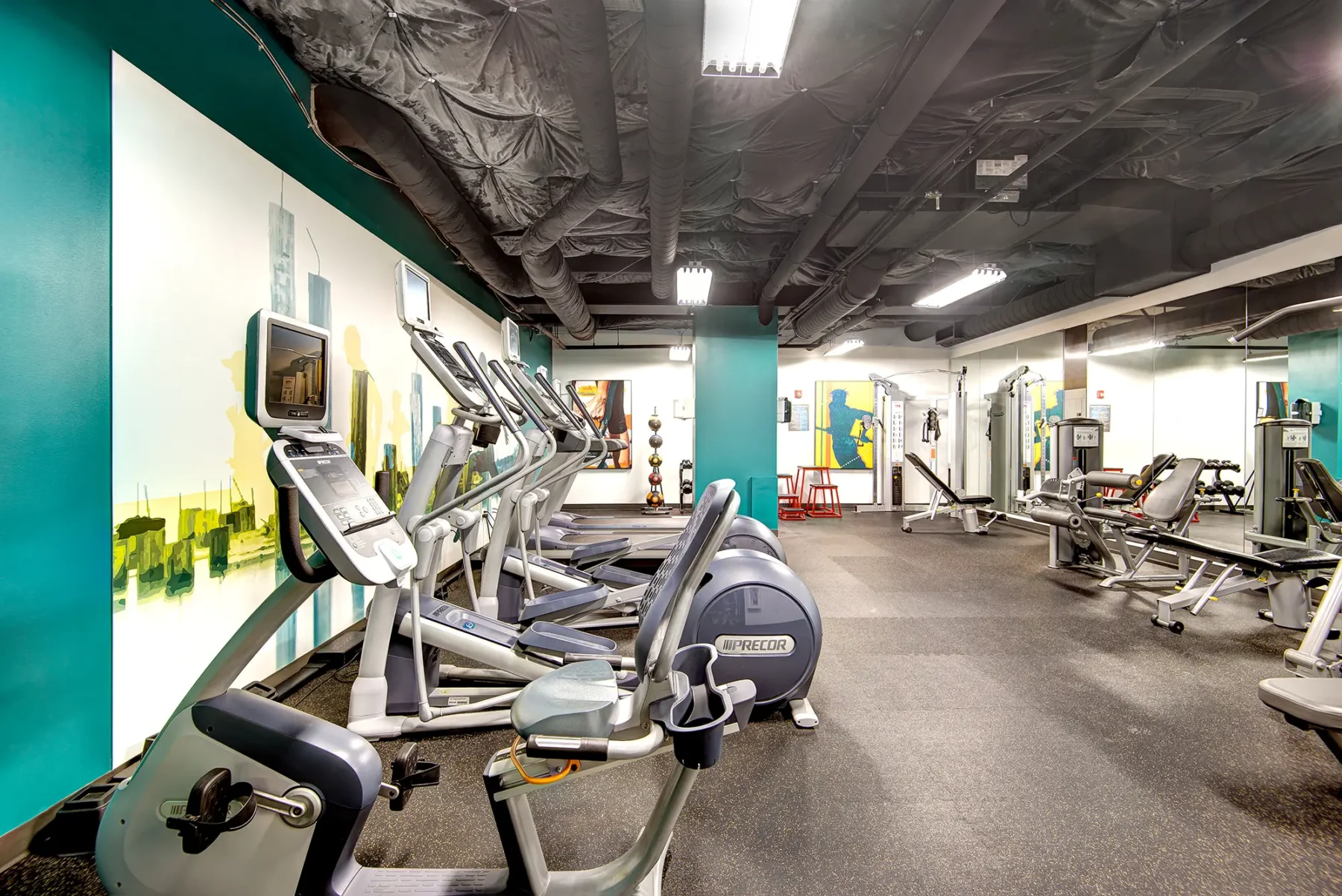 Fitness center with cardio machines at VUE25, nice apartments in Tacoma